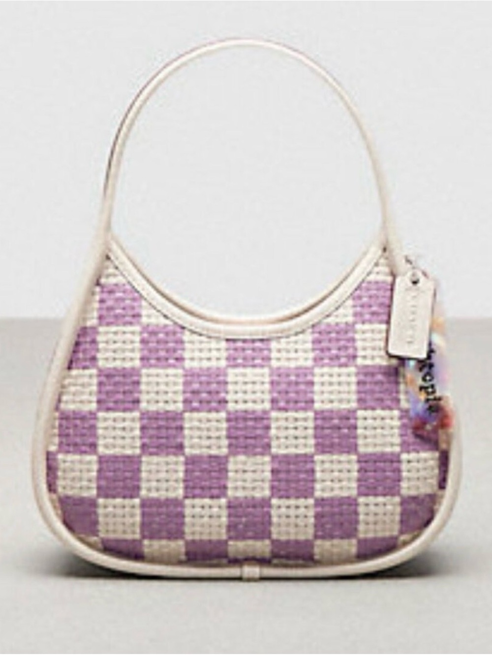 NWT Coachtopia Wavy Dinky Bag in Checkerboard Woven Leather | Orchid Multi π - Picture 2 of 10
